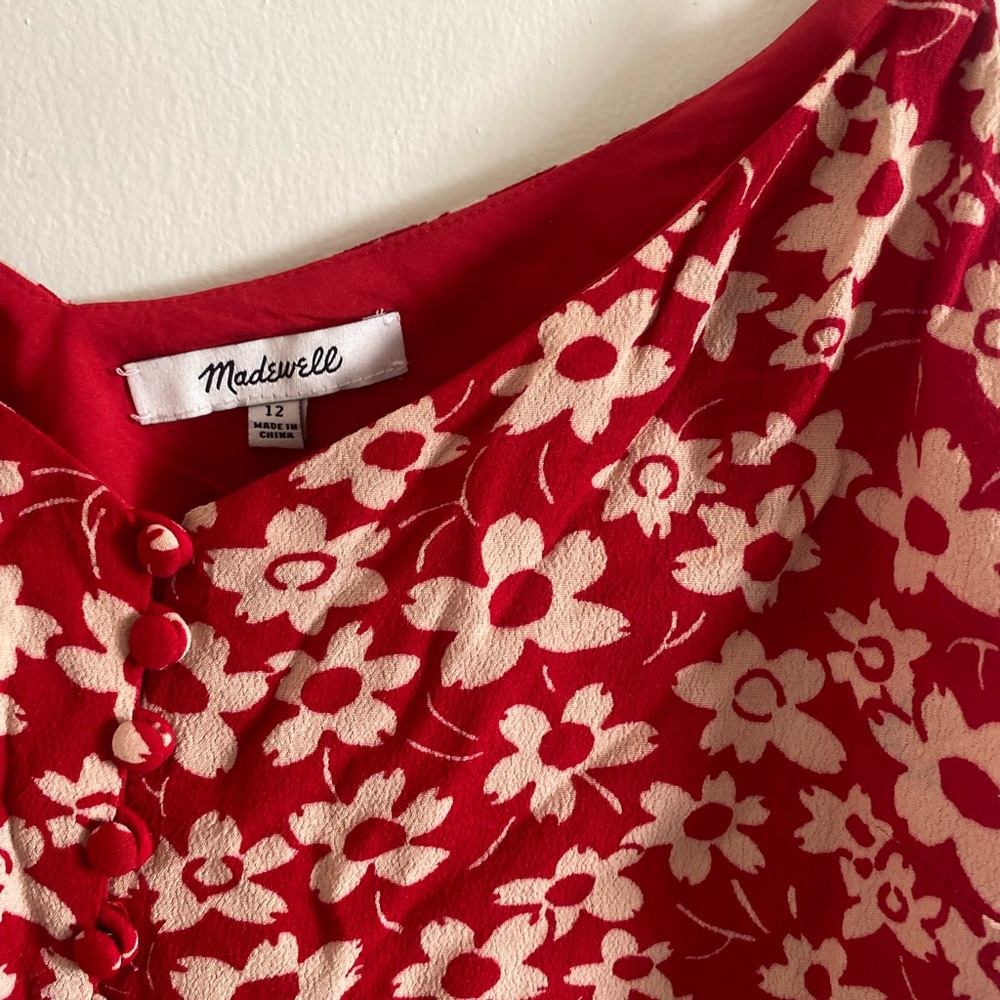Madewell Scarlet and Cream Floral Top